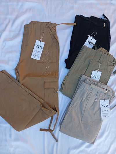 Pantalon cargo dama, cintura ajustable Zara, t36 al t44