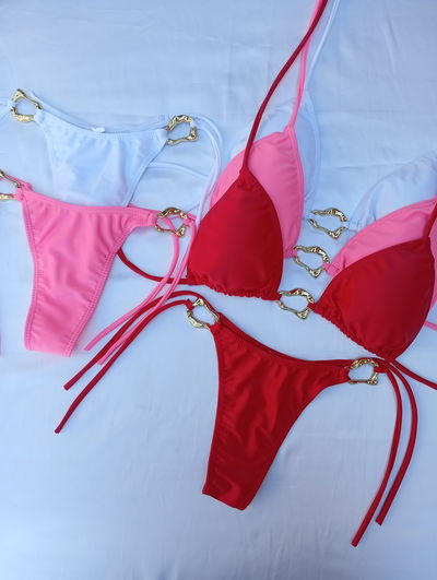 Bikini triangulito avio decorado dorado