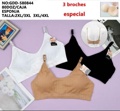 Corpiño tipo top sin armar, talles especiales 2XL AL 4XL. LINDA LUNA NO: GDD-580844