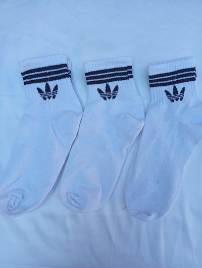 Soquete 1/4 ADIDAS BLANCA LOGO NEGRO Algodon