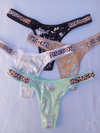 Less en V aleta print, con brillos sublimados en tela. (9170. 1/2 docena)