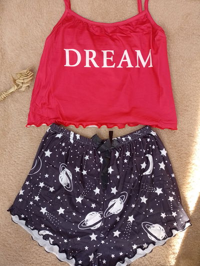 Pijama tipo top con short. Excelente calidad, GALAXIA Dolemiso Importado 