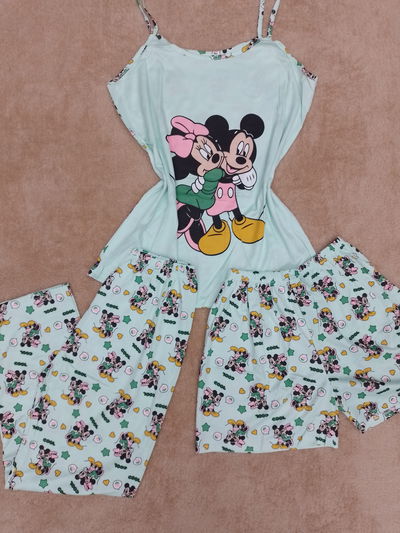 Pijama 3 piezas Animadas (Minnie y Mickey) Musculosa importadas