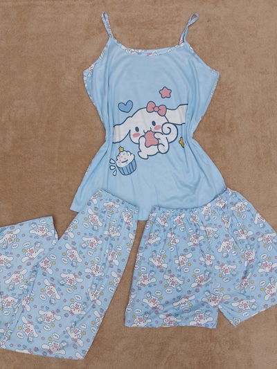 Pijama 3 piezas Animadas (Cinnamoroll) Musculosa Importadas 