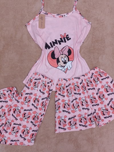 Pijama 3 piezas Animadas (Minnie Rosa) Musculosa Importadas