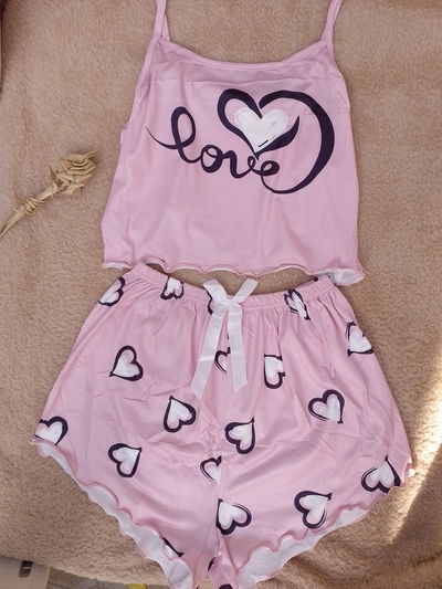 Pijama tipo top con short. Excelente calidad, CORAZON LOVE Dolemiso Importado 