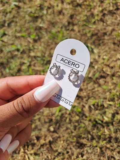 Aritos acero quirúrgico con pedrería 