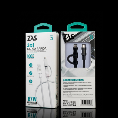 Cable 2 en 1 Iphone y Android Z3 x10 unidades