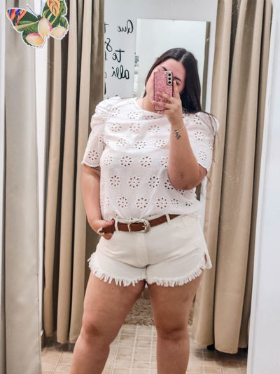 Blusa de broderie manga princesa Rut