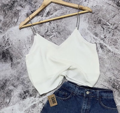 Blusa corta tira strass