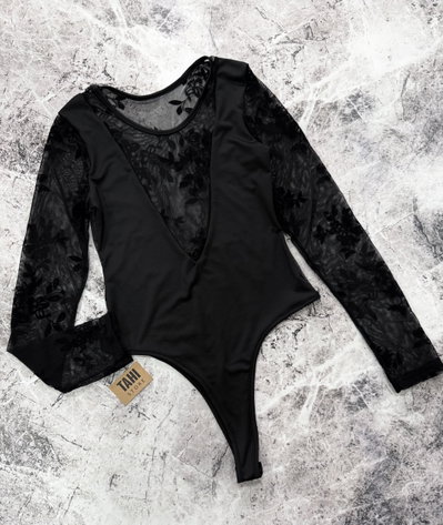 Body e/v combinado con tul flock floreado