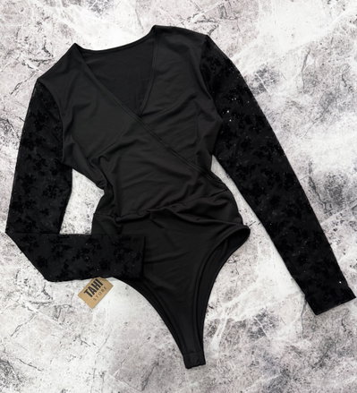 Body cruzado con manga flock Glitter