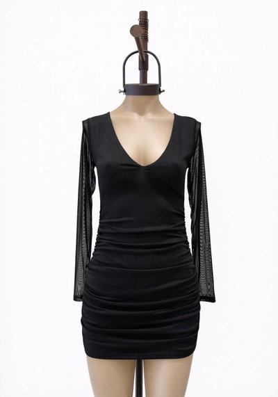 Vestido manga de tul con frunce modal soft