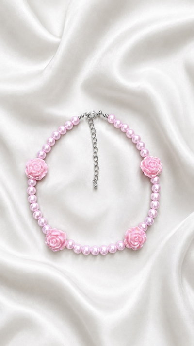 Choker perlas y rosas