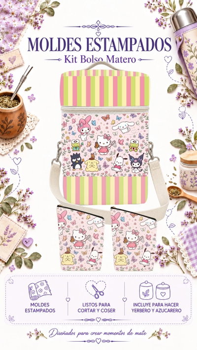 Moldes Estampados - Kit Bolso Matero Mod 955
