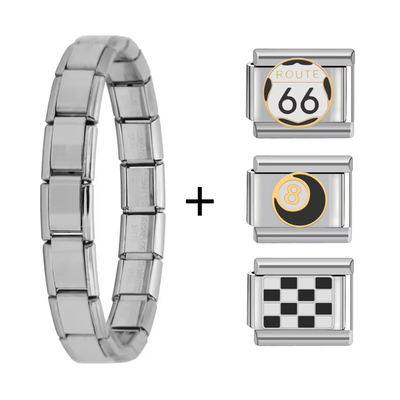 Brazalete Plateado + 3 Charms a elección 