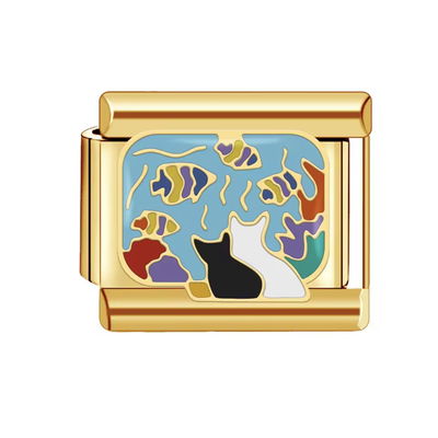 #442 Gatos Pecera Oro