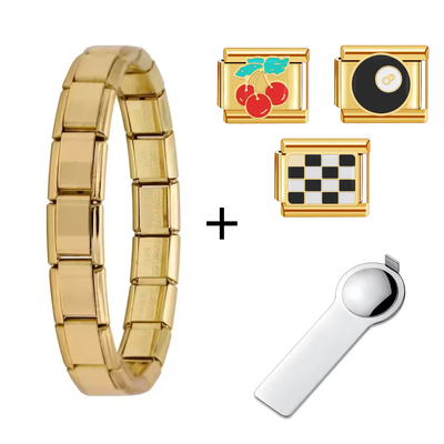 Brazalete Dorado + 3 Charms a elección + Herramienta (leer descripción)