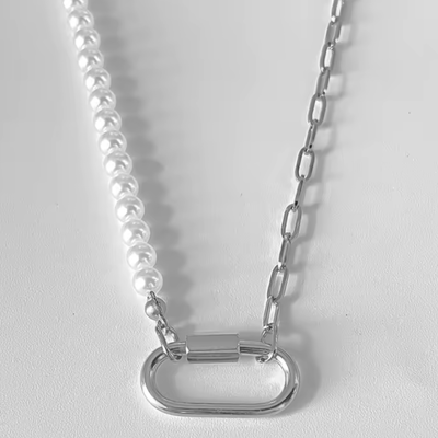 Collar Candadito Media Perla 