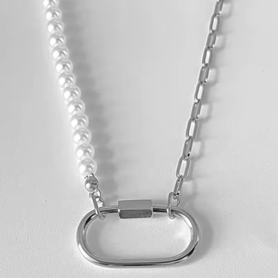 Collar Candado Media Perla 