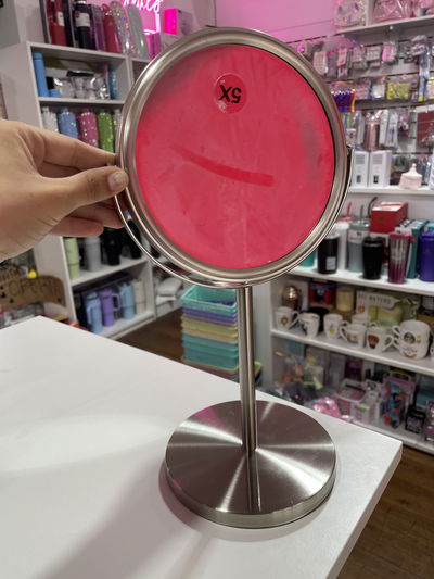 Espejo con aumento x5 y común de acero inoxidable 