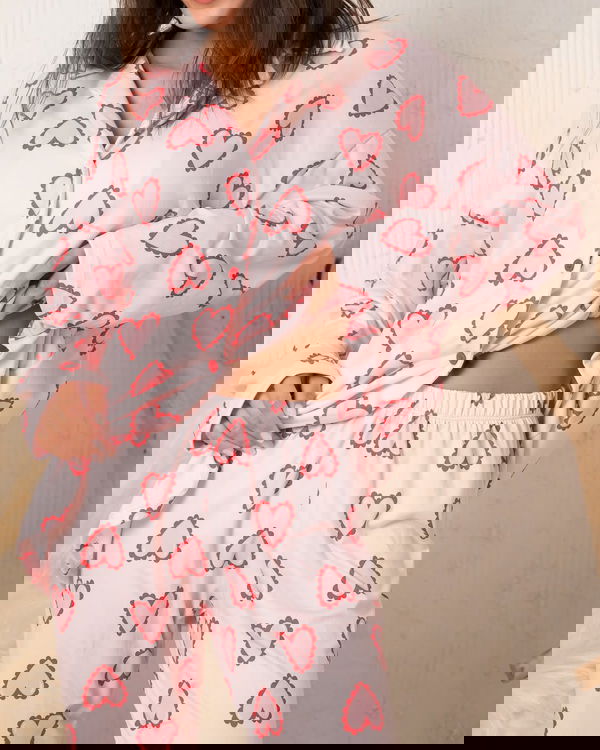 Pijama Camisero Corazones