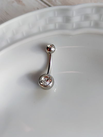 Piercing ombligo doble strass Plateado