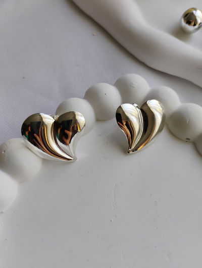 Aros maxi corazón plateado