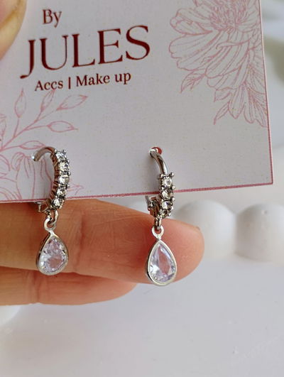 Aros Cubic y Strass gota Acero quirúrgico 