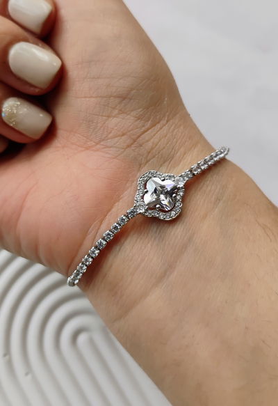 Pulsera trébol Strass acero quirúrgico 