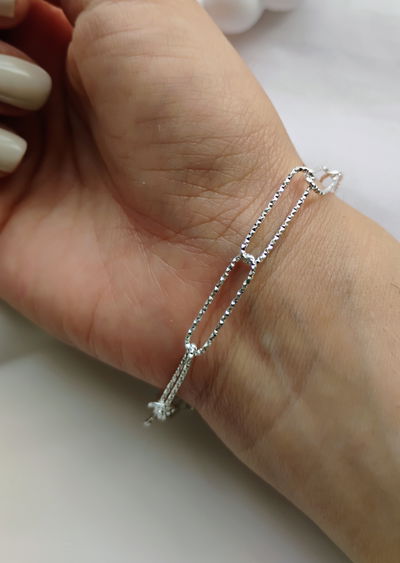 Pulsera cadena labrada acero blanco