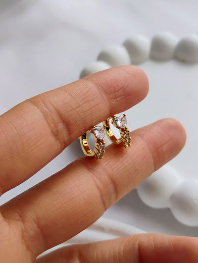 Aros corazón Cubik acero dorado 