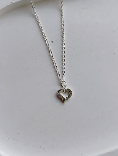 Collar mini Corazon acero Blanco 