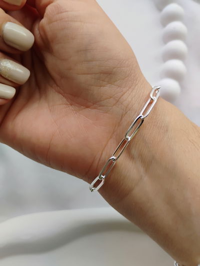 Pulsera mini cadena acero blanco