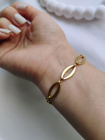 Pulsera óvalos acero dorado 