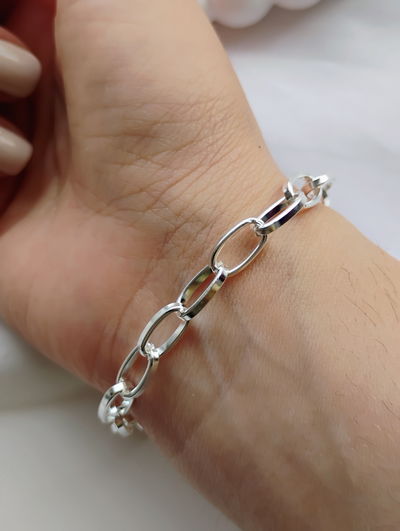 Pulsera cadena acero blanco