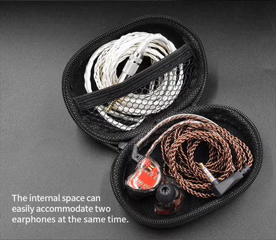 Estuche Elíptico Para Cables De Auriculares Kz Negro Original