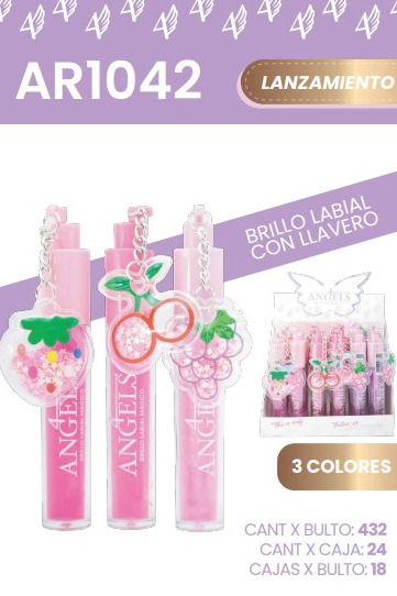 BRILLO LABIAL CON LLAVERO 4 ANGELS