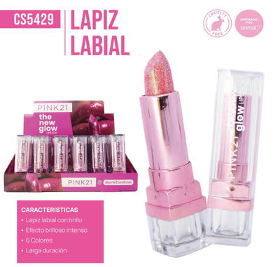 LABIAL CON GLITTER EN BARRA PINK21 CS5429