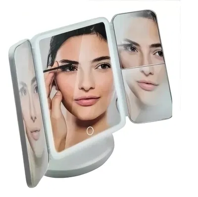 ESPEJO DE MAQUILLAJE 3 MODOS DE LUZ CON AUMENTO