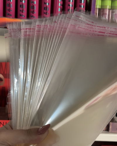 10 Bolsas transparentes con adhesivo 