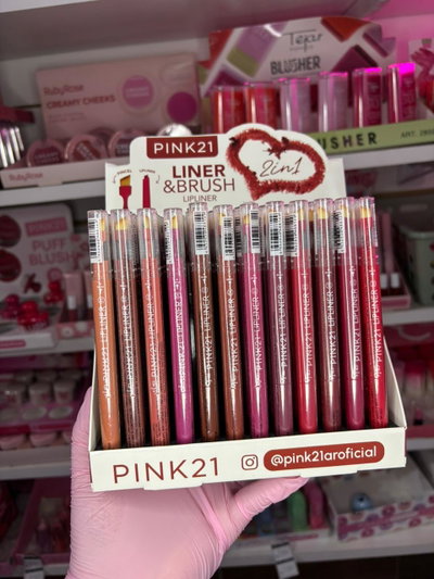 CAJAX72 UNI DELINEADOR DE LABIOS RETRACTIL + BROCHA PINK 21