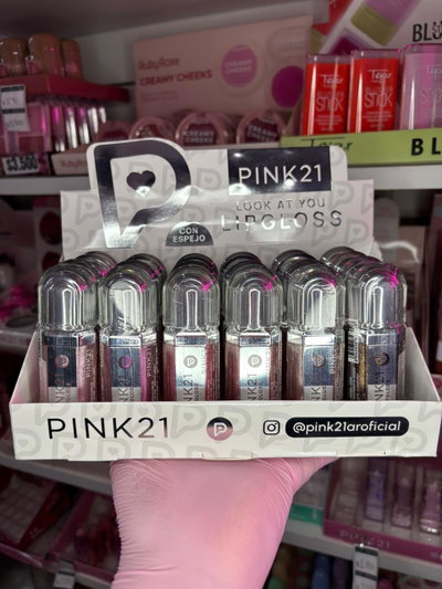 CAJA X24 UNI BRILLO LABIAL CON ESPEJO PINK 21