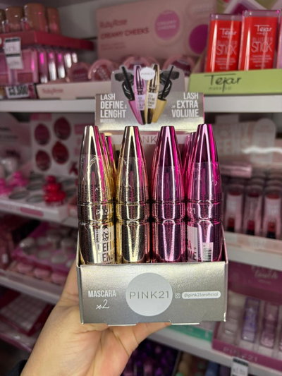 CAJA X12 UNI MASCARA DE PESTAÑAS EXTRA VOLUMEN PINK 21