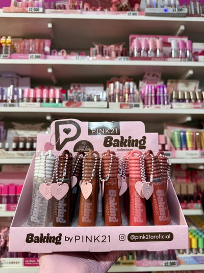 LIP GLOSS  + LLAVERO PINK 21