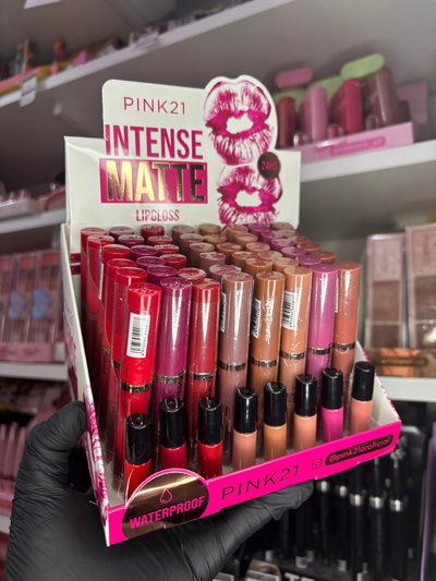 CAJA X48  UNI LABIAL MATTE INTENSE PINK 21 ( A PRUEBA DE AGUA ) 
