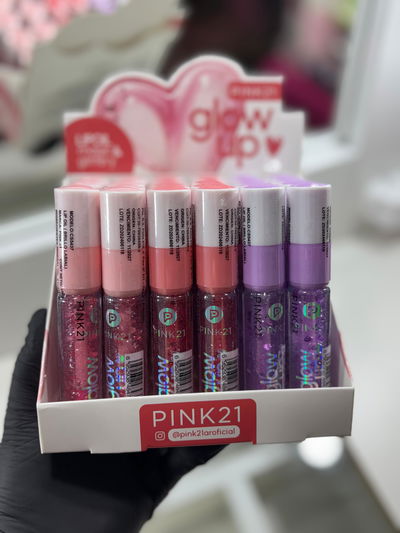 CAJA X24  UNI LIP OIL PINK 21 GLITTER