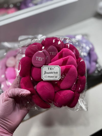 SET DE VINCHA + MUÑEQUERA + ESPONJAS TEI