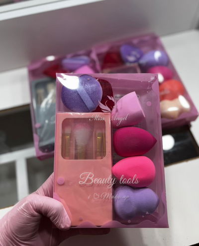 SET DE ESPONJAS X6  + ESTUCHE DE BROCHAS 