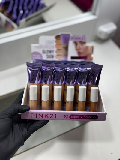 CAJA X24 UNI BASE DE MAQUILLAJE GLOWY SKIN PINK 21 